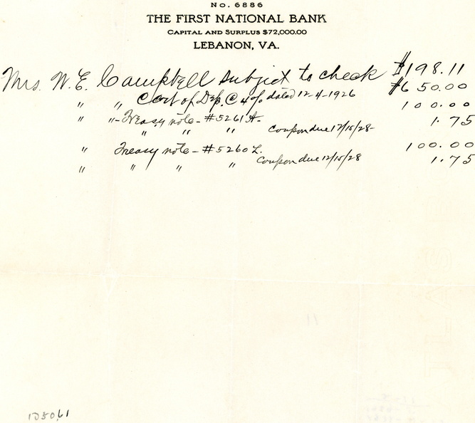MCE Bank Statement 1926