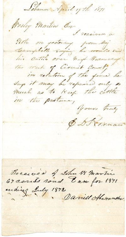 JW Martin Receipts2 1870s